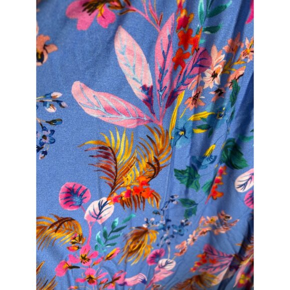 Soma Cool Nights Smocked Neck Chemise Flutter Sleeve Blooming Tropical Print - Picture 3 of 12